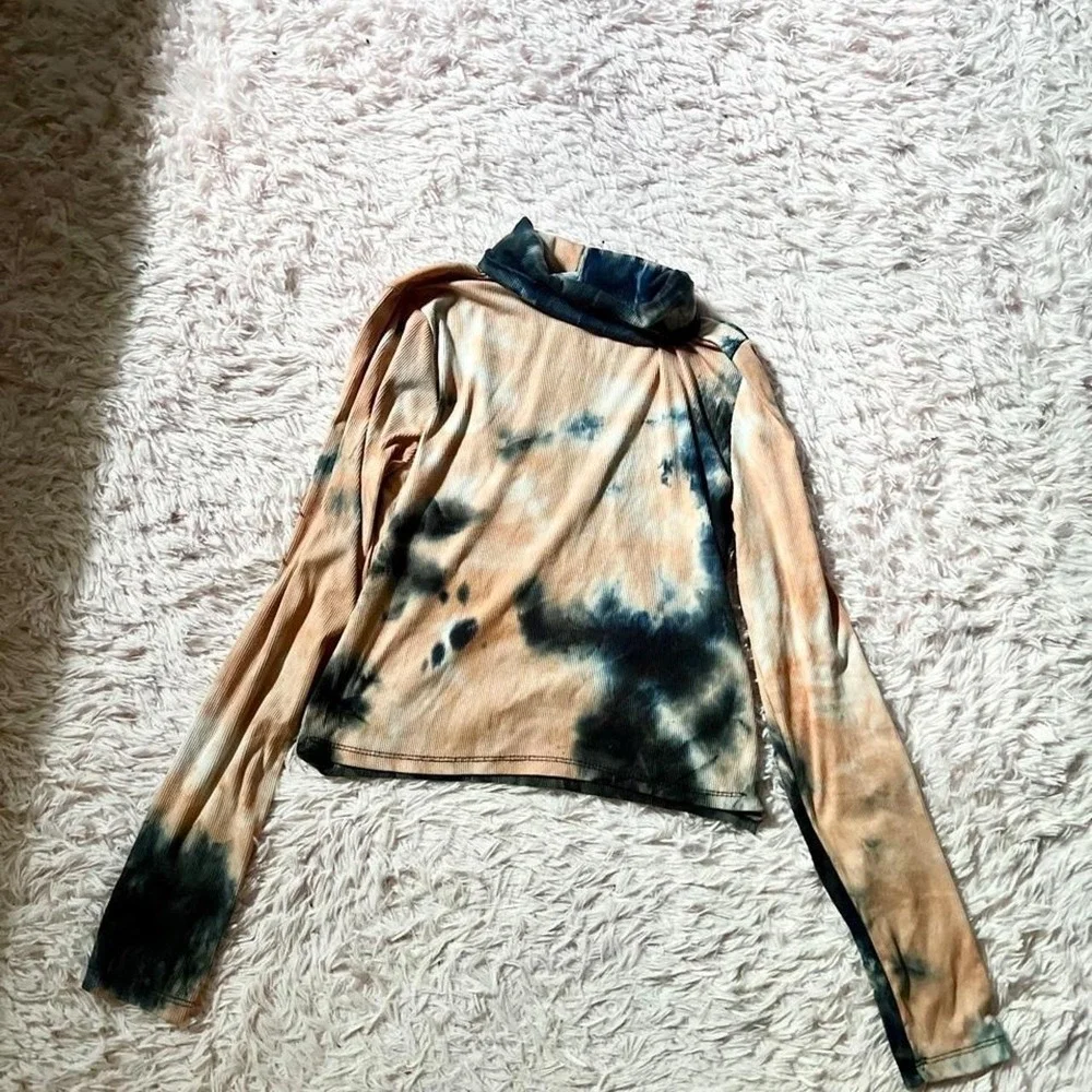 Grunge Tie Dye Whimsygoth Punk Skater Edgy Turtle Neck‎ Top Womens L Witchy